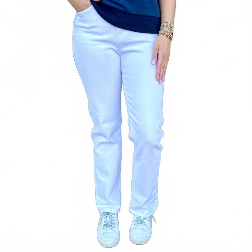 NEW MICA DENIM high rise slim straight leg pants in dutch white